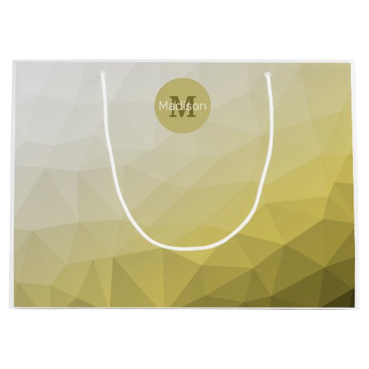Grand Sac Cadeau Gris Jaune ombre Mesh cool Motif Monogramme (Devant)