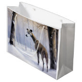 Grand Sac Cadeau Grise Italienne Laisser Il Neige Noël (Devant Angle)