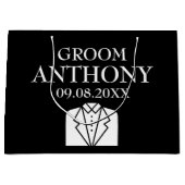 Grand Sac Cadeau Groom Black Elegant Nom moderne Cadeaux Mariage La (Devant)