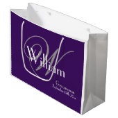 Grand Sac Cadeau Groomsman Cadeau Monogramme + Nom Moderne Cool Chi (Devant Angle)