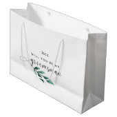 Grand Sac Cadeau Groomsman de calligraphie Feuille verte (Devant Angle)