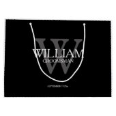 Grand Sac Cadeau Groomsman Personnalisé Élégant Noir (Dos)