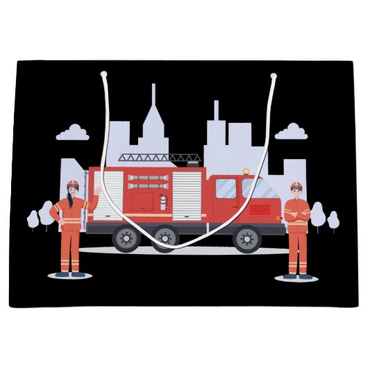 Grand Sac Cadeau Groupe de travail cool des pompiers (Devant)
