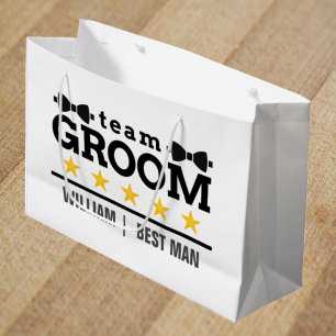 Grand Sac Cadeau Groupe d'équipe Groomsman Licence Blanc noir