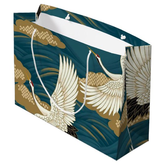 Grand Sac Cadeau Grues japonaises (Dos Angle)