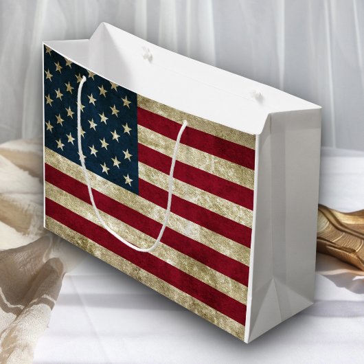 Grand Sac Cadeau Grunge de drapeau des Etats-Unis