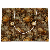Grand Sac Cadeau Grunge Rustic Steampunk Horloge (3) (Devant)