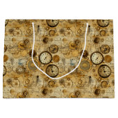 Grand Sac Cadeau Grunge Rustic Steampunk Horloge (5) (Devant)