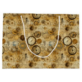 Grand Sac Cadeau Grunge Rustic Steampunk Horloge (5) (Dos)