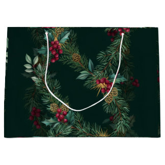 Grand Sac Cadeau Guirlande botanique en cascade pour Noël