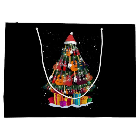 Grand Sac Cadeau Guitare Arbre de Noël Drôle (Dos)