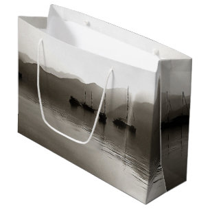 Grand Sac Cadeau Gulets Ethéal En Gris Peinture De Voilier