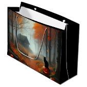 Grand Sac Cadeau Halloween/Automne/Automne/citrouille/chat (Devant Angle)