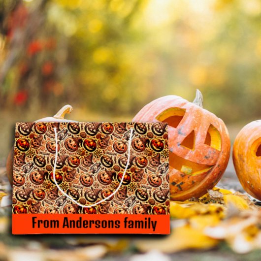 Grand Sac Cadeau Halloween brun orange style