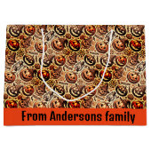 Grand Sac Cadeau Halloween brun orange style (Devant)