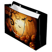 Grand Sac Cadeau Halloween/chauve-souris/Citrouille/automne (Devant Angle)