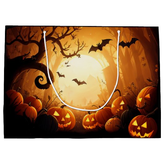 Grand Sac Cadeau Halloween/chauve-souris/Citrouille/automne (Dos)