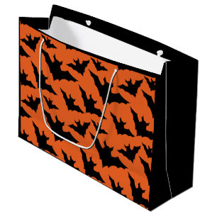 Grand Sac Cadeau Halloween chauves-souris noires orange cool éffray