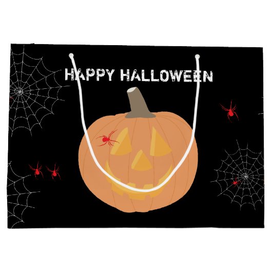 Grand Sac Cadeau Halloween Citrouille Happy Halloween (Dos)