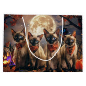 Grand Sac Cadeau Halloween Éffrayant de chats de Siamese (Dos)