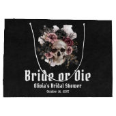 Grand Sac Cadeau Halloween Fleur Skull Mariée ou Mourir Enterrement (Dos)