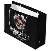 Grand Sac Cadeau Halloween Fleur Skull Mariée ou Mourir Enterrement (Devant Angle)