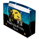 Grand Sac Cadeau Halloween Joyeux anniversaire Werewolf Dark Blue (Dos Angle)