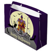 Grand Sac Cadeau Halloween Maison hantée Chauve-chauve Pleine lune (Dos Angle)