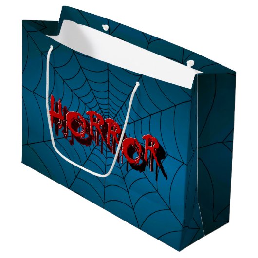 Grand Sac Cadeau Halloween Party Red Horror Spider Web Blue Effraye (Devant Angle)