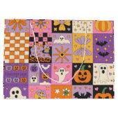 Grand Sac Cadeau Halloween Patchwork Motif - Carrés festifs avec (Dos)