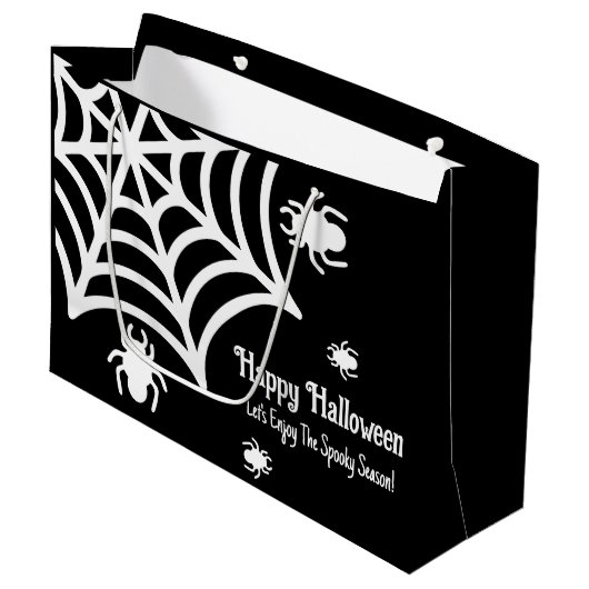 Grand Sac Cadeau Halloween Spiderweb personnalisé (Devant Angle)
