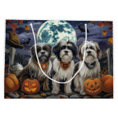 Grand Sac Cadeau Halloween Tibétain Terrier Éffrayant (Dos)