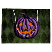 Grand Sac Cadeau Halloween violet Citrouille Grunge vert (Dos)