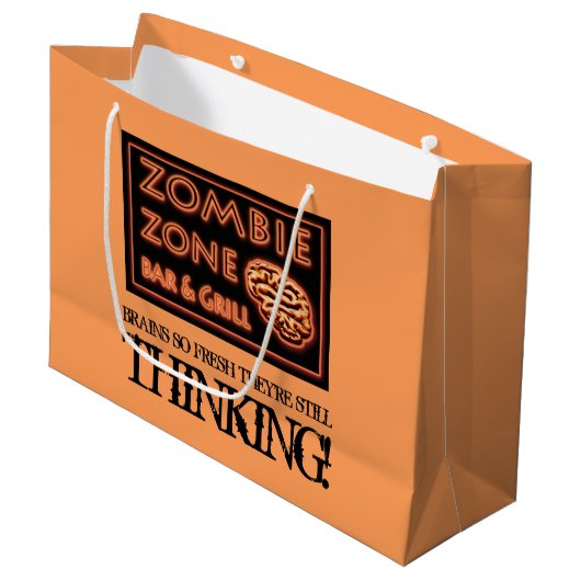 Grand Sac Cadeau Halloween Zombie Zone Aliments frais Brainz (Devant Angle)