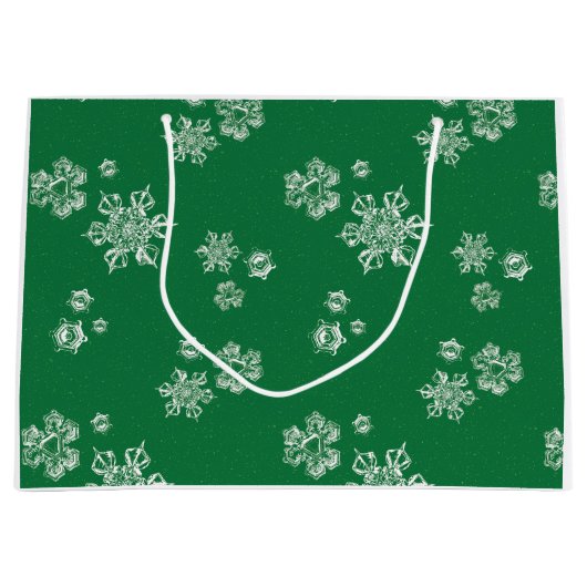Grand Sac Cadeau Handmade Snowflake Flurries - Bright Green & White (Devant)
