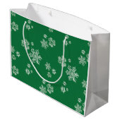 Grand Sac Cadeau Handmade Snowflake Flurries - Bright Green & White (Dos Angle)