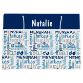 Grand Sac Cadeau Hanoukka Chanukah Mot Art Nom personnalisé (Devant)