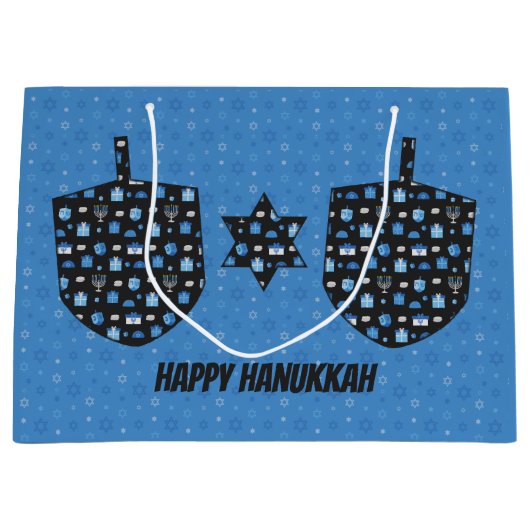 Grand Sac Cadeau Hanoukka Dreidel Cutout (Devant)