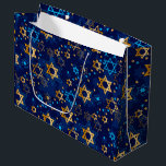 Grand Sac Cadeau Hanoukka Menorah Blue Star Juif<br><div class="desc">Hanoukka Menorah,  étoile bleue,  juif,  sac cadeau motif.</div>