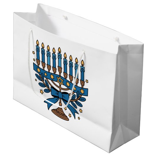 Grand Sac Cadeau Hanukkah Menorah (Devant Angle)