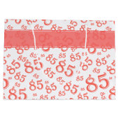 Grand Sac Cadeau Happy 85e anniversaire Numéro Motif Coral/Blanc (Dos)