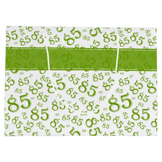 Grand Sac Cadeau Happy 85th Birthday Numéro Motif Vert/Blanc (Dos)