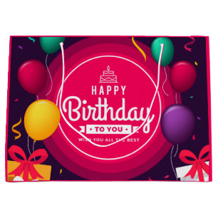 Grand Sac Cadeau Happy Birthday tu le You - Wish You All The Best