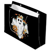 Grand Sac Cadeau Happy Ghost Retro Hippie Vibe (Devant Angle)