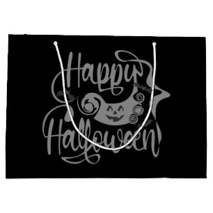 Grand Sac Cadeau Happy Halloween chauves-souris Jack-o'-lantern