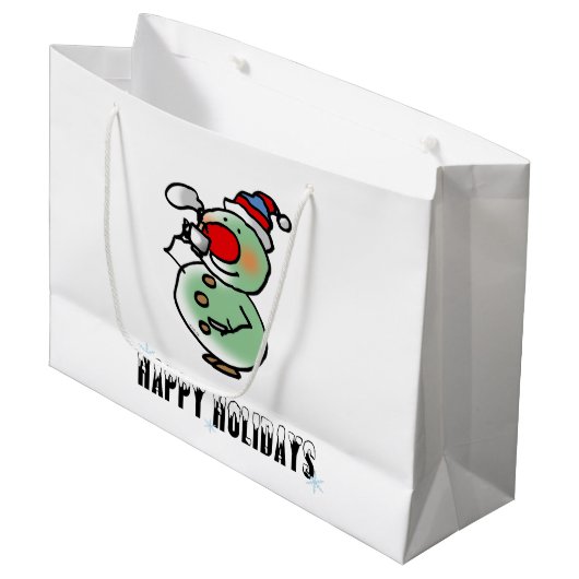Grand Sac Cadeau Happy Holidays (funny snowman) (Devant Angle)