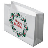 Grand Sac Cadeau Happy Holiday's Wreath Gift Bag (Devant Angle)