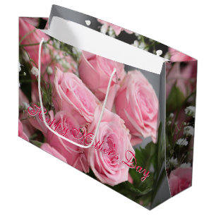 Grand Sac Cadeau Happy Mothers Day Rose Rose Flowered Cadeau-Bag