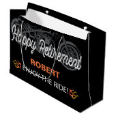 Grand Sac Cadeau Happy Retirement Motorcycle image pour motard (Devant Angle)
