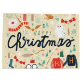 Grand Sac Cadeau Harry Potter | Joyeux Noël avec des icônes festive (Dos)